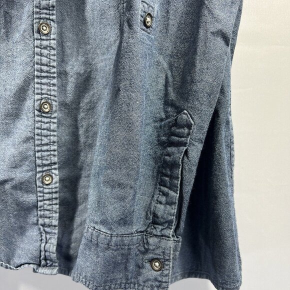 Eddie Bauer Womens Denim Blouse XL Blue Button Up Fitted 100% Cotton Long Sleeve - Picture 5 of 7